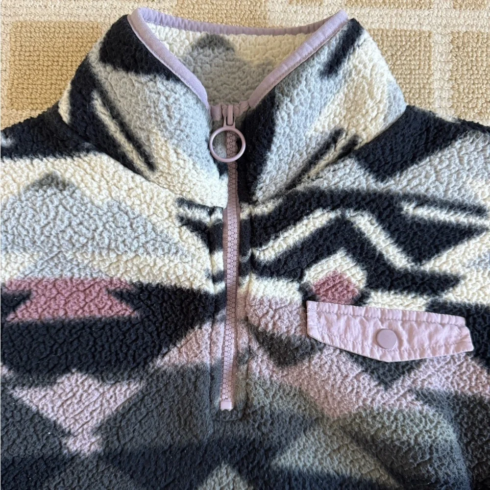 Aeropostale Aztec Sherpa Fleece Cropped Quarter Zip Top Cozy Campus Athleisure S